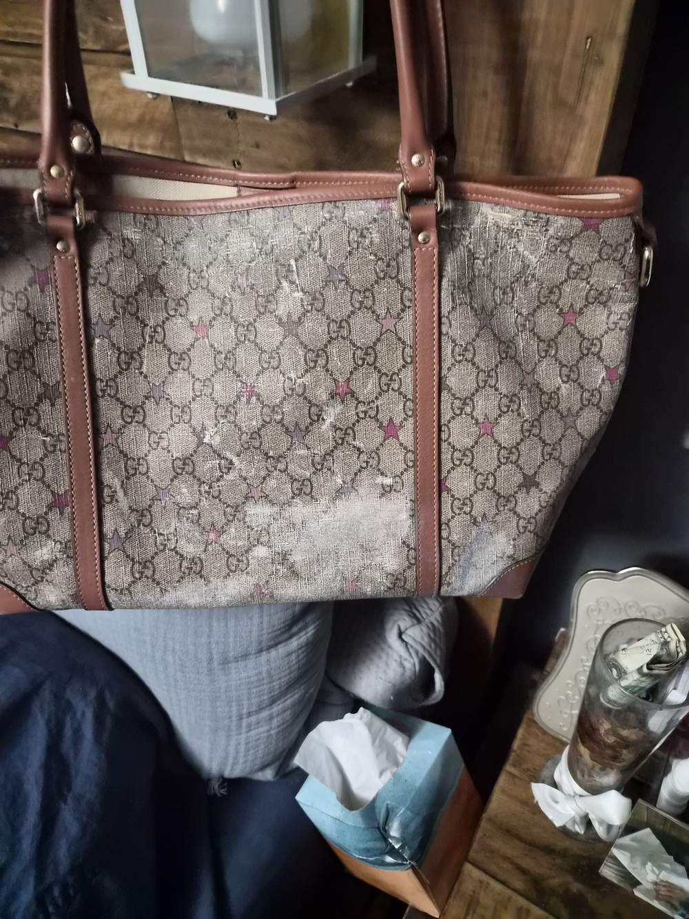 Gucci Beige GG Supreme Canvas Tote with Brown Leather Trim - Picture 5 of 7